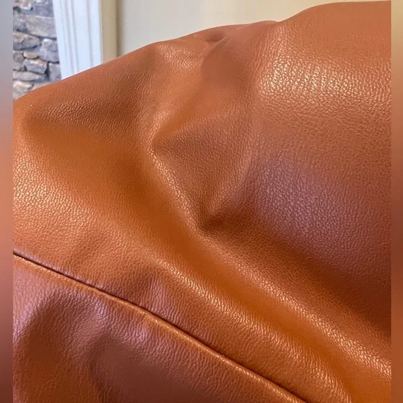 Zara Carmel brown faux leather shirt long sleeved M - Picture 4 of 5